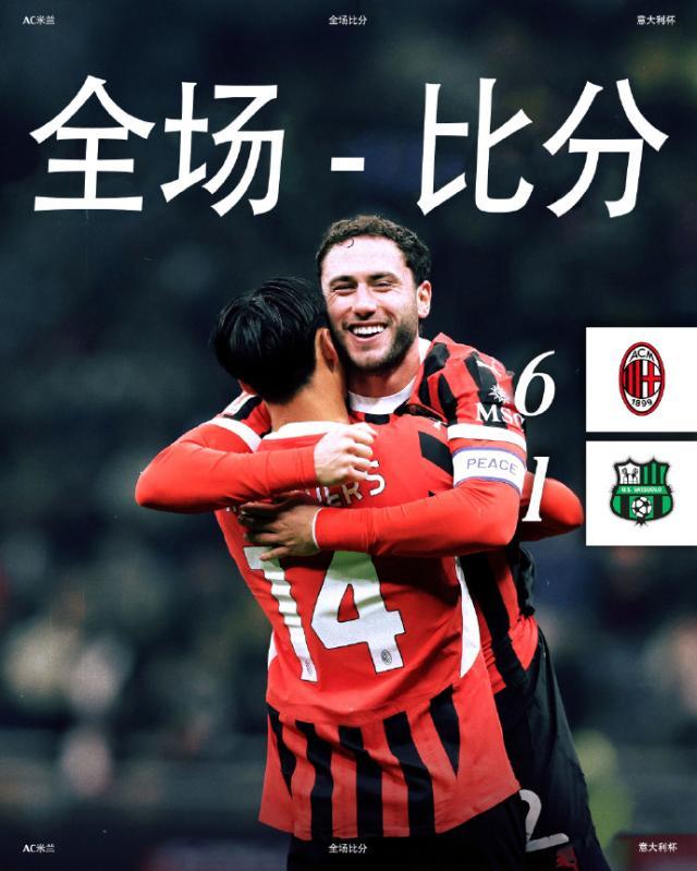 开云体育app下载-【意大利杯】丘库埃泽梅开二度，AC米兰6比1萨索洛